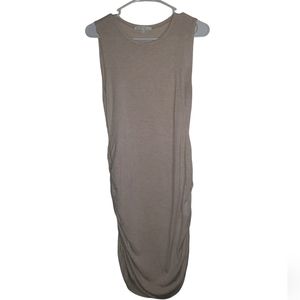 Cream Fitted Ruched Dress